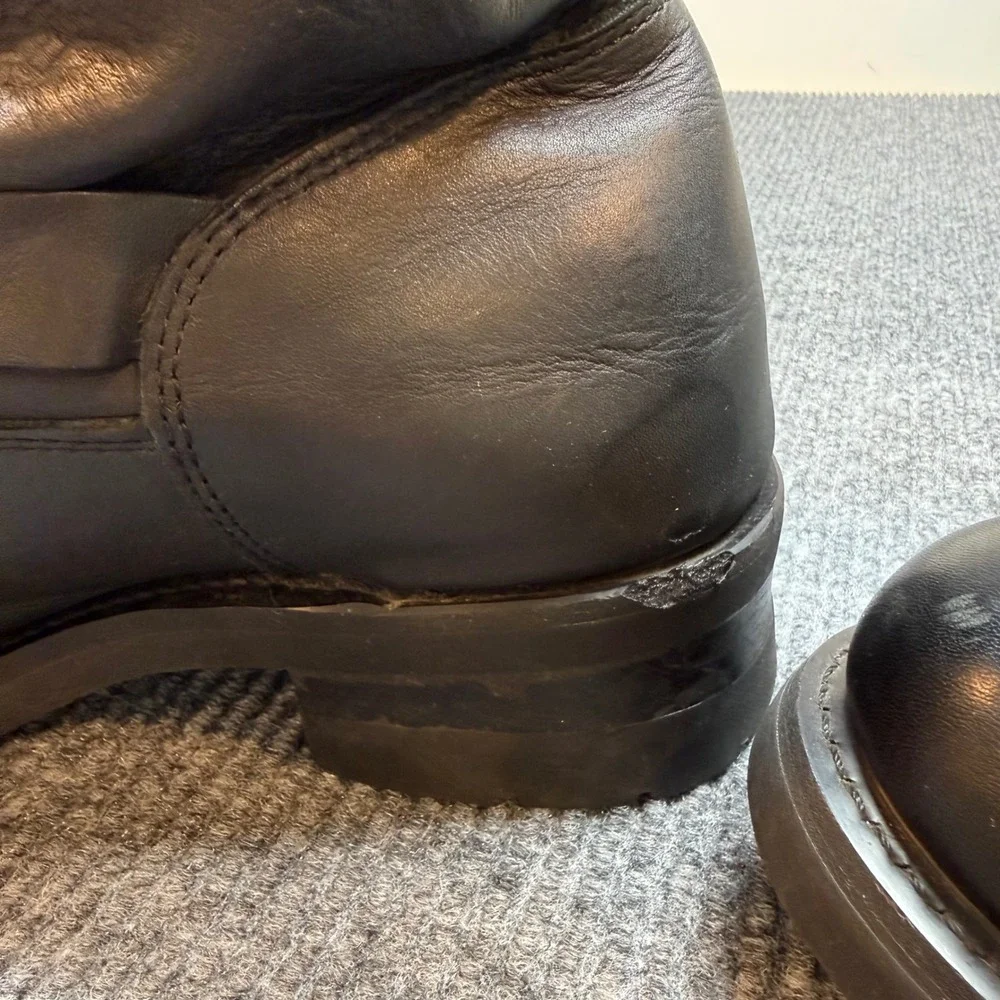 Snap On Leather Motorcycle Boots Mens 11‎ Black Biker Collector Logo Harness